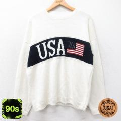 �Ò� �j���[�G�� ���� �Z�[�^�[ �����Y 90�N�� 90s USA���S ������ �A�N���� �N���[�l�b�N USA�� �� �z���C�g L�T�C�Y ���� �j ���� �Ò�