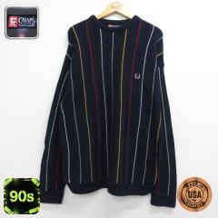 �Ò� �`���b�v�X Ralph Lauren ���� �Z�[�^�[ �����Y 90�N�� 90s �R�b�g���j�b�g �N���[�l�b�N �X�g���C�v USA�� �l�C�r�[ 26sep08 ����
