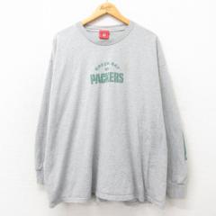 古着 長袖 ビンテージ Tシャツ メンズ 00年代 00s NFL グリーンベイパッカーズ 大きいサイズ クルーネック グレー 