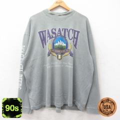 �Ò� ���� �r���e�[�W T�V���c �����Y 90�N�� 90s WASATCH �r�[�� �傫���T�C�Y �R�b�g�� �N���[�l�b�N USA�� �� �O���[�� XL ���� �Ò�