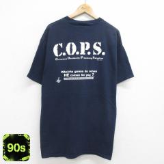 �Ò� TULTEX ���� �r���e�[�W T�V���c �����Y 90�N�� 90s COPS �����O�� �R�b�g�� �N���[�l�b�N �Z�� �l�C�r�[ XL�T�C�Y ���� ���� �Ò�