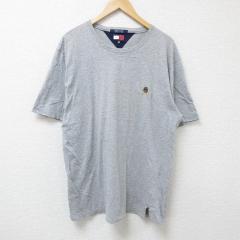 �Ò� �g�~�[�q���t�B�K�[ TOMMY HILFIGER ���� �u�����h T�V���c �����Y 90�N�� 90s �����|�C���g���S �R�b�g�� �N���[�l�b�N  ���� �Ò�