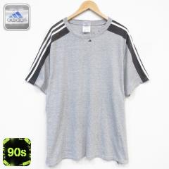�Ò� �A�f�B�_�X adidas ���� �r���e�[�W T�V���c �����Y 90�N�� 90s �����|�C���g���S �傫���T�C�Y �N���[�l�b�N �O���[ ���~�� 26jul2