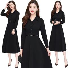 ワンピース きれいめ 大人 上品 フォーマル aライン 秋 冬 春 長袖 結婚式 二次会 オフィス パーティードレス シャツワンピース 30代 40
