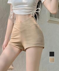 ショートパンツ レディース ボトムス 春夏 クロスデザイン セクシー カジュアル ショーパン へそ出し 美脚シルエット ホットパンツ 脚長