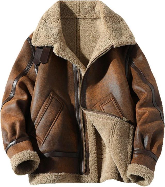 ムートンジャケット B-3 レザージャケット PU革 フライトジャケット メンズ ムートンコート ライダースジャケット 革ジャン b3 ヴィンテージ 大きいサイズ 裏ボア バイク モード系 ターンダウ