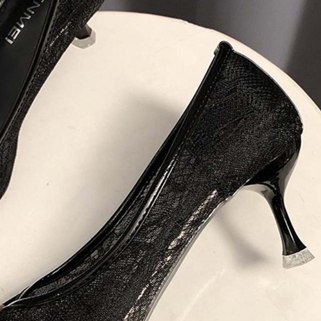 走れるパンプス 総レースパンプス オフィス 通勤 パンプス ポイン