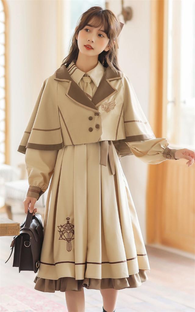 マント ワンピース 森ガール S M L XL レトロワンピース 長袖