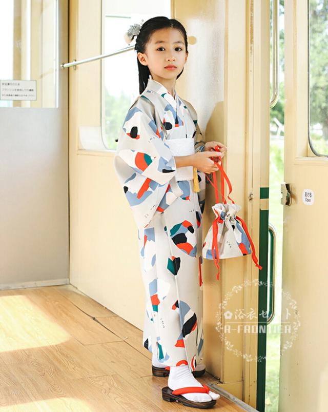 浴衣 子供 女の子 130 浴衣 セット ゆかた 水色 桜 花柄 桜色 浴衣