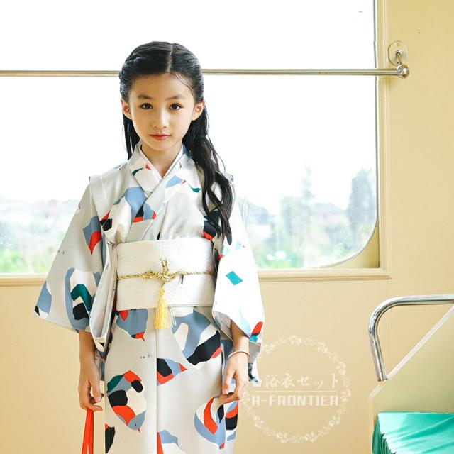 浴衣 子供 女の子 130 浴衣 セット ゆかた 水色 桜 花柄 桜色 浴衣