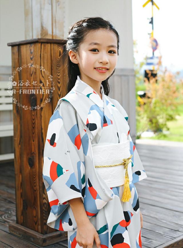 浴衣 子供 女の子 130 浴衣 セット ゆかた 水色 桜 花柄 桜色 浴衣