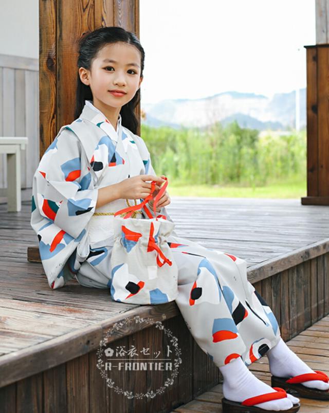 浴衣 子供 女の子 130 浴衣 セット ゆかた 水色 桜 花柄 桜色 浴衣