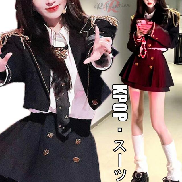 黒 ダンス スーツ 韓国 K-POP 大人衣装 レディース ショート丈 ジャケット チーム へそ出し 子ども ダンス衣装 SS S M L LL かっこいい