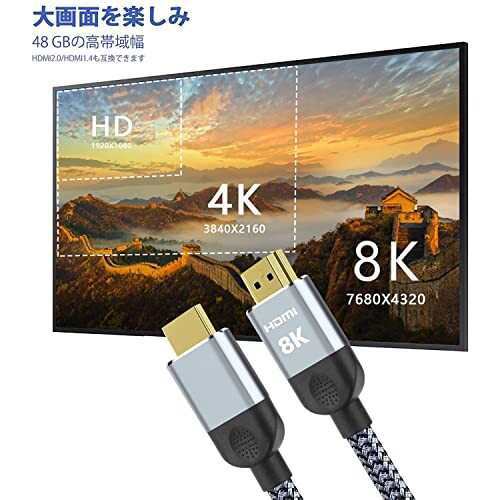 8K HDMI ケーブル 2m HDMI 2.1規格 8K@60Hz 4K@120Hz/144Hz超高速