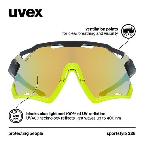 ウベックス) スポーツサングラス UV400 くもり止め ミラーレンズ