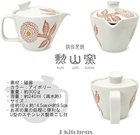 J-kitchens 勲山窯 急須 小 波佐見焼 日本製 240ml 1人用 2人用 茶こし