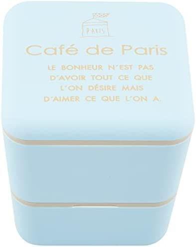 PARIS スクエアネストランチ ブルー 二段式 下段240,上段360ml 4677158