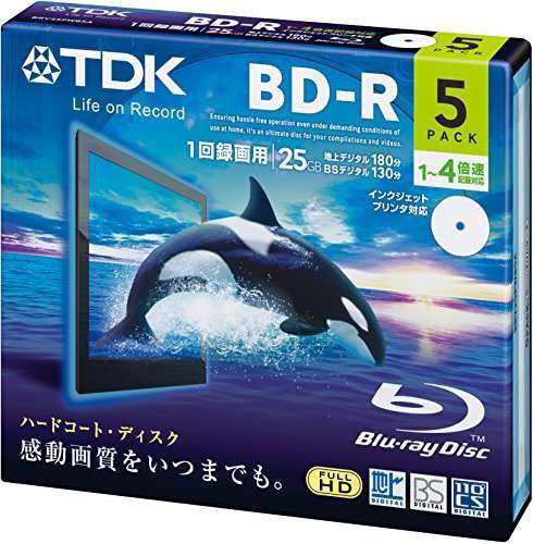 5枚 TDK 録画用ブルーレイディスク BD-R 25GB 1-4倍速 ホワイトワイド