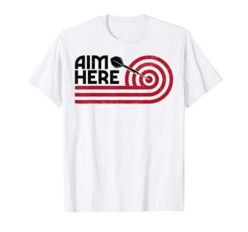 Aim Here Darts Players Bullseye Target Shooting Dartboard Tシャツ