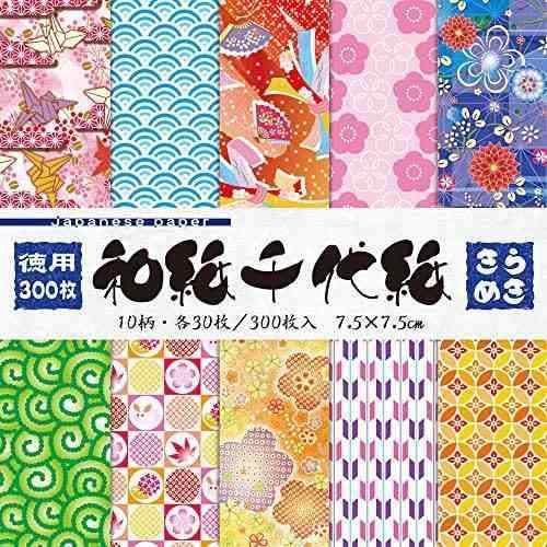 トーヨー 和紙 和紙千代紙 きらめき 徳用 7.5cm角 10柄 300枚入 18036