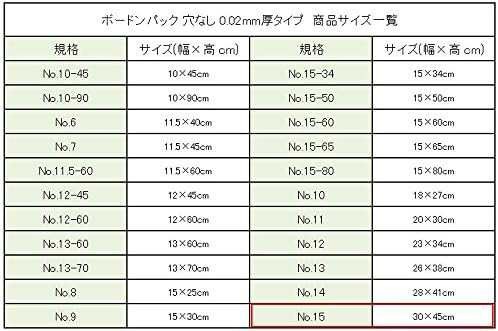 ヘイコー 透明袋 ボードンパック 0.02mm No.15 穴なし 100枚入 006763335