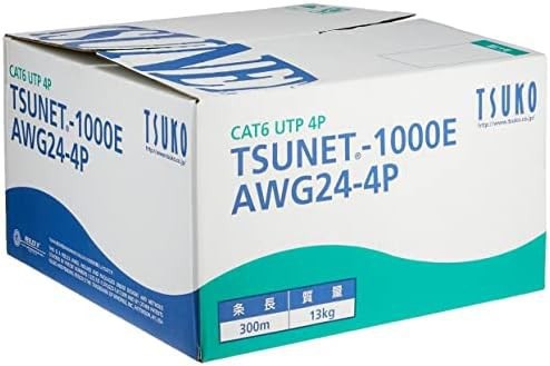 通信興業 CAT6 単線LANケーブル 300m巻き TSUNET-1000E AWG24-4P