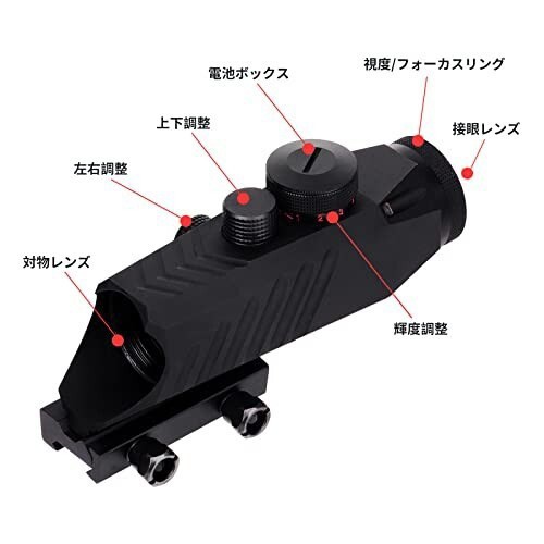 FOCUHUNTER プリズムスコープ3X30mmタクティカルサイトスコープ 赤緑照明付き光学スコープ 20mmレール用の標準ウィーバーマウント付き