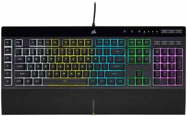 CORSAIR K55 RGB PRO ゲーミングキーボード、ブラック- IP42 防塵・防滴 - 取り外し可能なパームレスト - 専用メディアキーと音量キー C