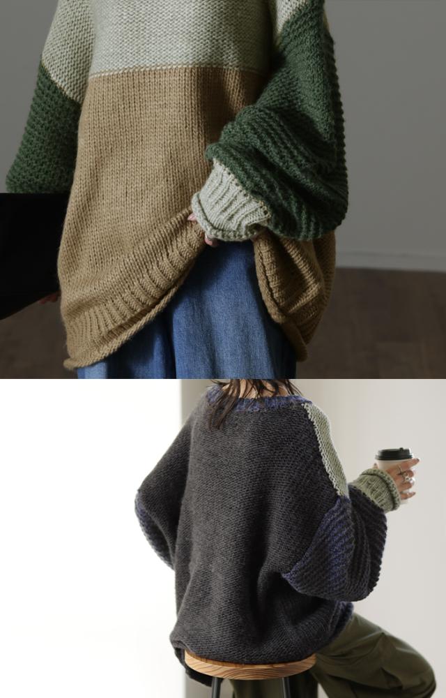 完全 「 手編み 」 ざっくり ニット レディース ハンドメイド