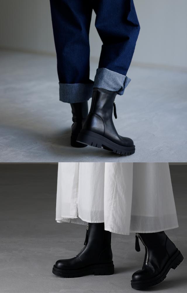 23.0cm 〜 25.0cm 大きいサイズ有 ブーツ フロントジップ 5