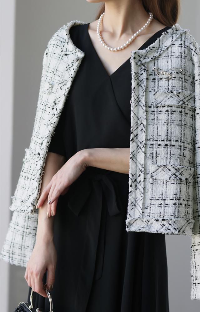 美品⭐︎TO BE CHIC⭐︎袖シフォンツイードワンピース&ジャケットセットアップ 美品⭐︎TO BE CHIC⭐︎袖シフォンツイードワンピース&ジャケット