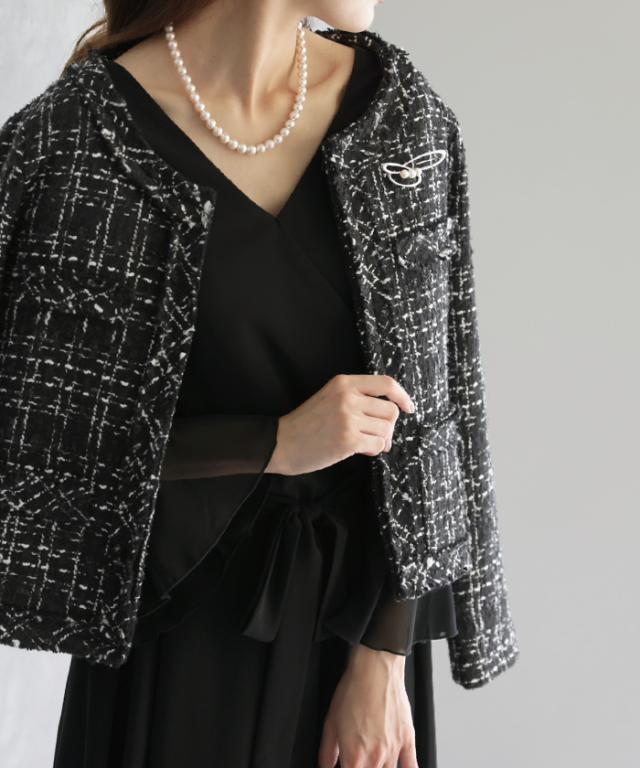 2点セット 「 ワンピ + ジャケット 」フォーマル シフォン ワンピース