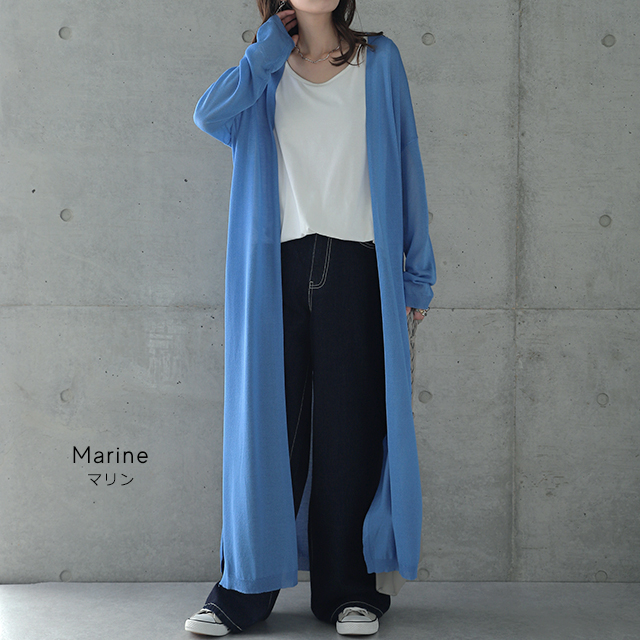 いろいろ隠せる「超ロング丈」今っぽシアーカーデ カーディガン