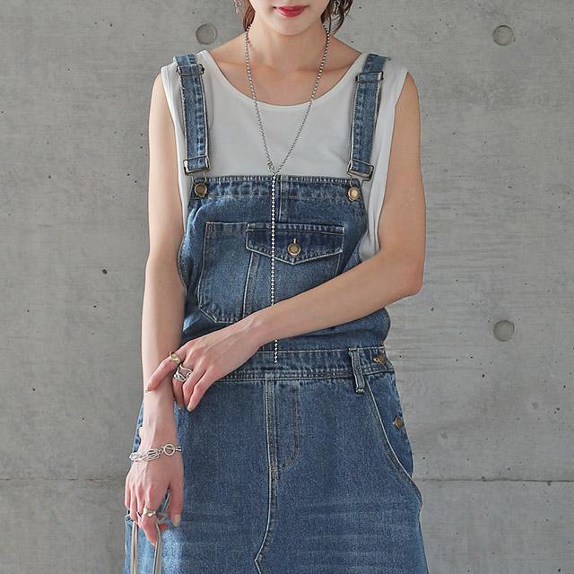 【夏物セール】美品✨スローブイエナ　デニム　ジャンパースカート　38 ワンピース HUG.U SALE ワンピース レディース デニムワンピース ジャンパー