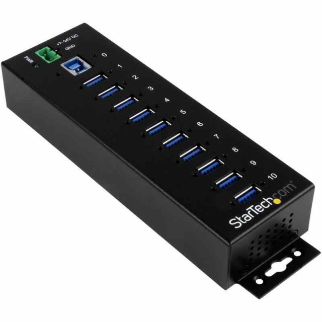 StarTech.com 10ポート産業用USB 3.0ハブ ESD保護/350Wサージ保護 ウォールマウント対応 ST1030USBM