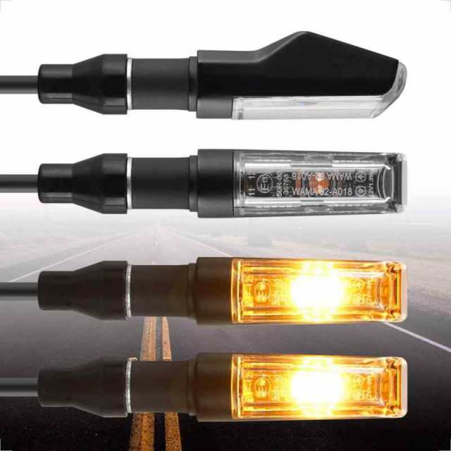 Evermotor バイク led ウインカー 高輝度 eマーク 黒色のPC外装とアルミニウム合金 ターンシグナルランプ led 防水レベルIP67 2個/4個 (シングルランプビーズ 4個)