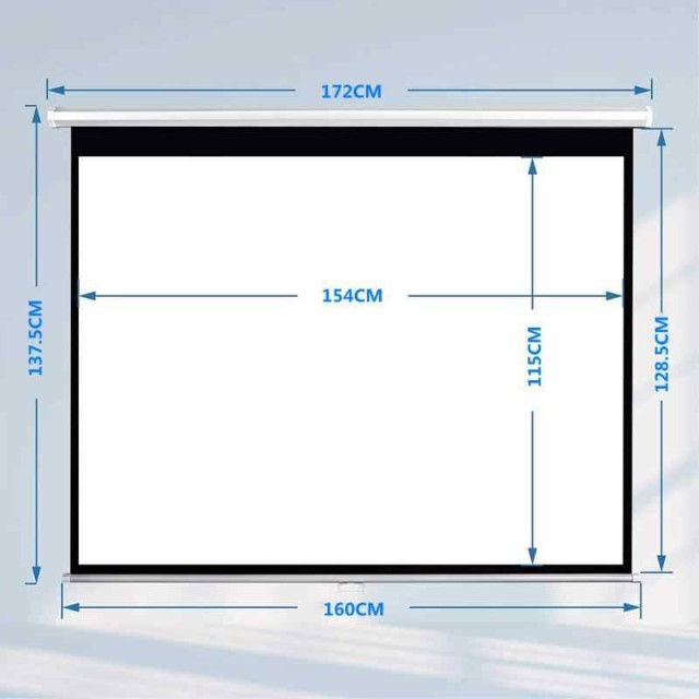 【手動吊り下げ式】 プロジェクタースクリーン 吊り下げ 75インチ 4:3 画面の高さ115cm×幅154cm 屋内使用 4K UHD 視野角160° 壁掛け 天