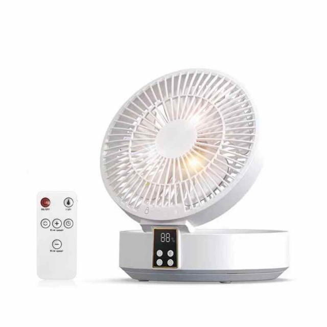 Ni Zmir サーキュレーター 扇風機 【静音 リモコン付き 左右首振り 折りたたみ式 Type-C充電式 4000mAh大容量】 卓上 卓上扇風機 8畳 空気循環 換気 3段階風量 LEDライト機能付き 壁挂可能 小型 軽量 上下手動調整 3/6/9時の通販は