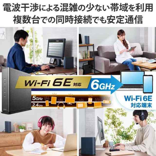 エレコム 無線LAN WiFi ルーター Wi-Fi6E AX5400 2402+2402＋574Mbps IPv6(IPoE)対応 グレー / 戸建3階 マンション4LDK WRC-XE5400GSA-G