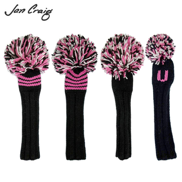 【送料無料】ジャンクレイグ ゴルフ ハンドメイド フェアウェイウッド用 ユーティリティー用 ヘッドカバー ピンク/ブラック/ホワイト