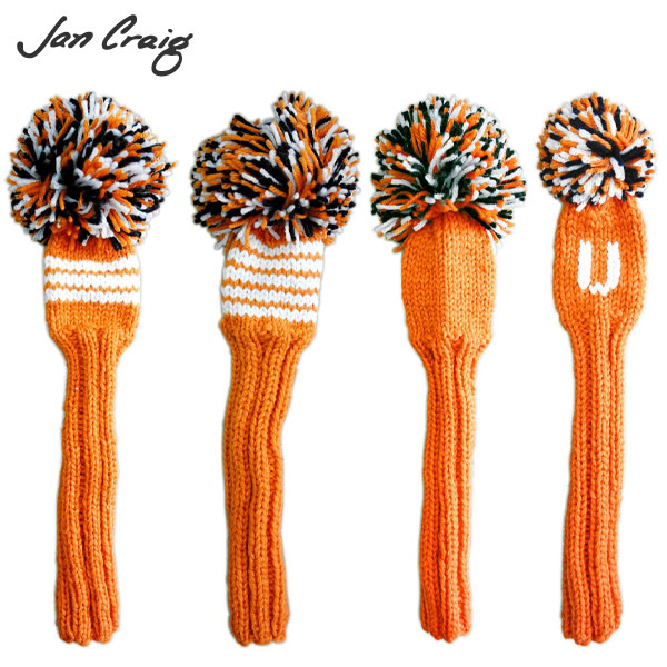 【送料無料】ジャンクレイグ ゴルフ ハンドメイド フェアウェイウッド用 ユーティリティー用 ヘッドカバー オレンジ/ホワイト/ブラック