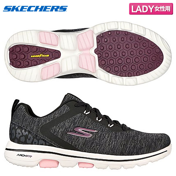 【レディース/送料無料】スケッチャーズ 123034 GO GOLF WALK 5 スパイクレス ゴルフシューズ ブラック×ピンク SKECHERSの通販は