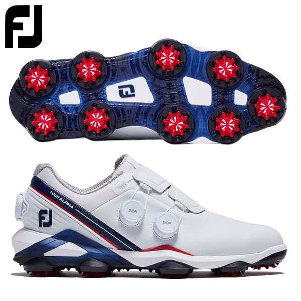 フットジョイ ツアーアルファ トリプル ボア 55547 ゴルフシューズ ホワイト×ネイビー×レッド FOOTJOY Tour Alpha Triple BOAの通販は