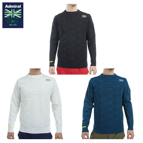 【送料無料】アドミラル ゴルフ ADMA460 ロゴジャガード クルーネック セーター【即納】