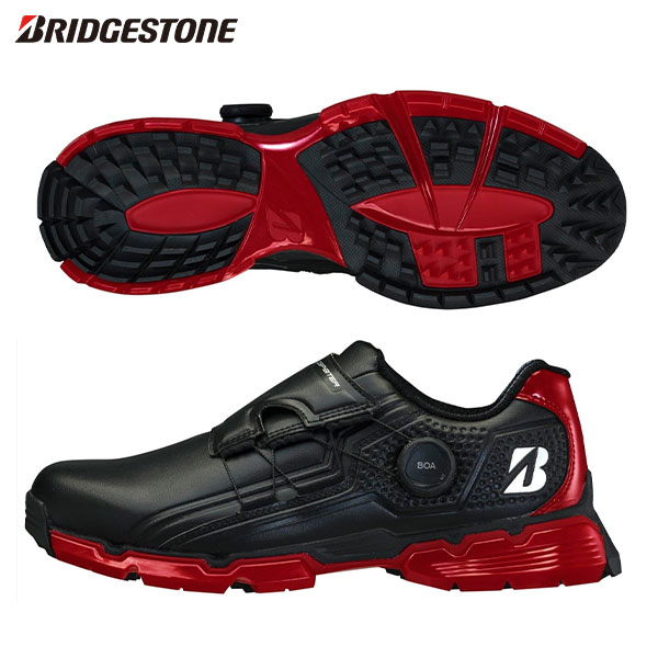 ブリヂストン ゼロスパイク バイター ツアー SH2401 スパイクレス ゴルフシューズ ブラック×レッド(BR)