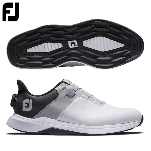 フットジョイ 56938 プロライト ボア スパイクレス ゴルフシューズ ホワイト×ブラック×グレー