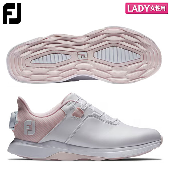 【レディース】フットジョイ 98207 プロライト ボア スパイクレス ゴルフシューズ ホワイト×ピンク