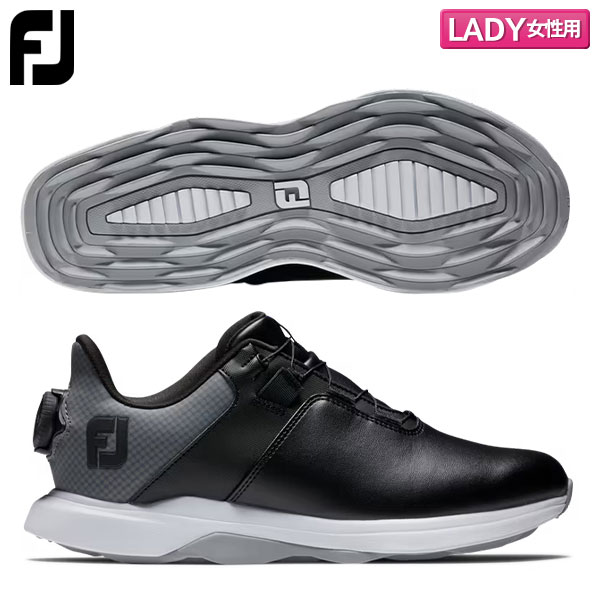 【レディース】フットジョイ 98213 プロライト ボア スパイクレス ゴルフシューズ ブラック×グレー
