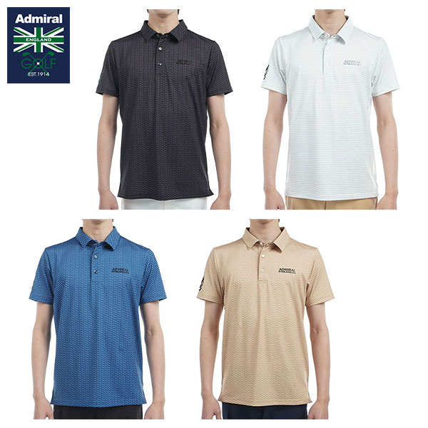 【送料無料】アドミラル ゴルフ ADMA515 小紋柄 プリント 半袖 ポロシャツ【即納】