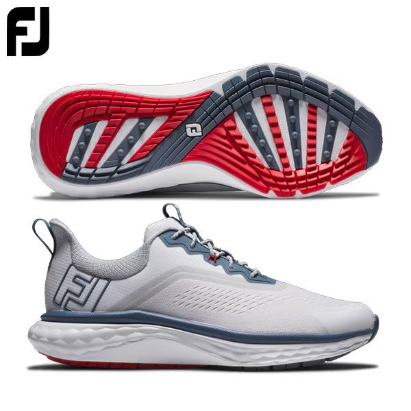 フットジョイ クオンタム LACED 56989 スパイクレス ゴルフシューズ ホワイト×ブルー